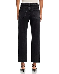 The Borrowed High Rise Ankle Slim Straight Jeans Deco
