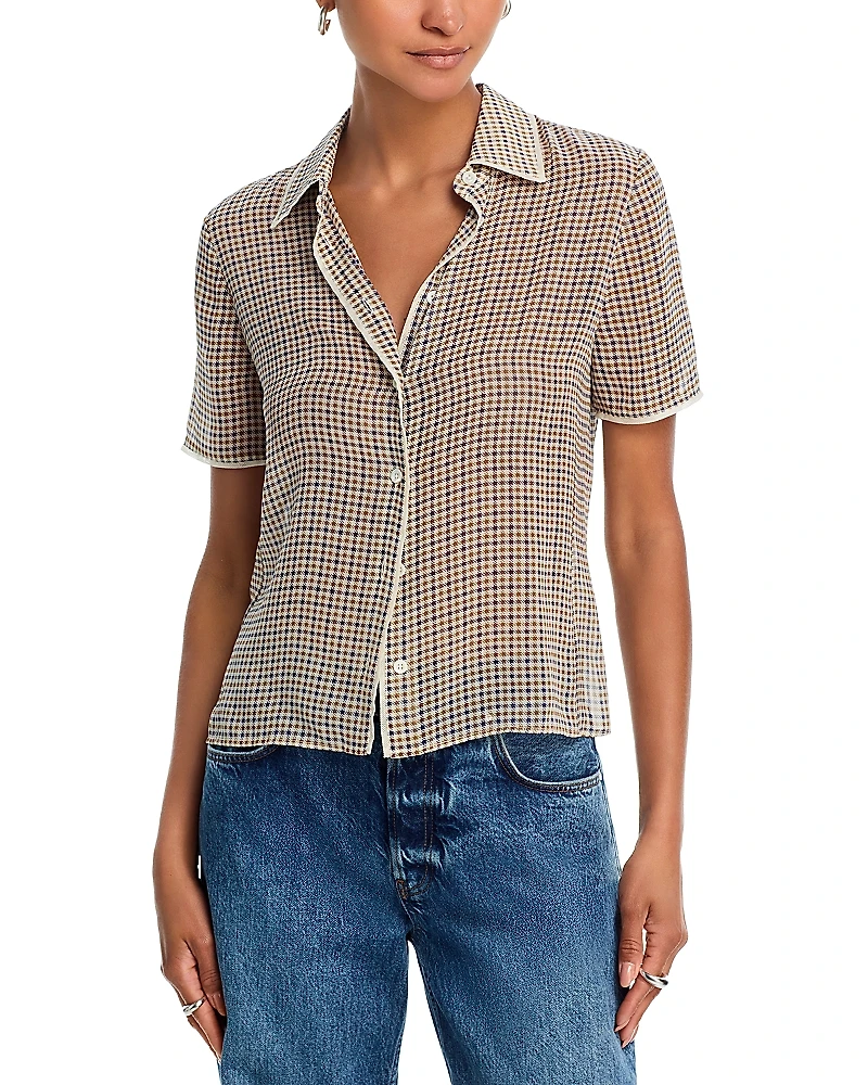 Frame The Houndstooth Silk Top