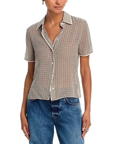 Frame The Houndstooth Silk Top