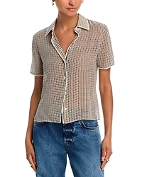Frame The Houndstooth Silk Top