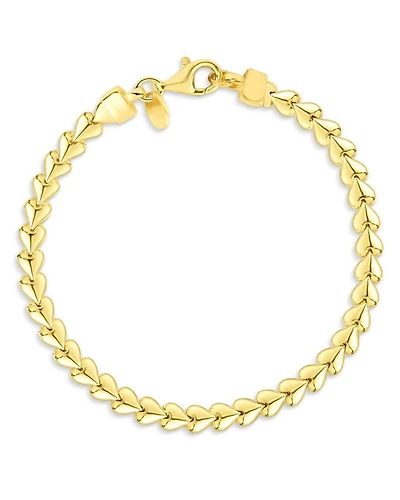 14K Yellow Gold Heart Link Chain Bracelet