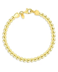 14K Yellow Gold Heart Link Chain Bracelet