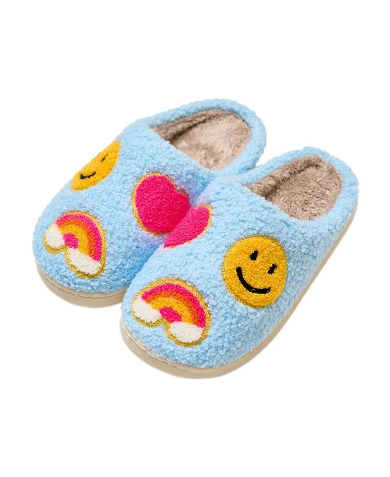 Girls' Happy Face, Rainbow, Hearts Slippers - Big Kid