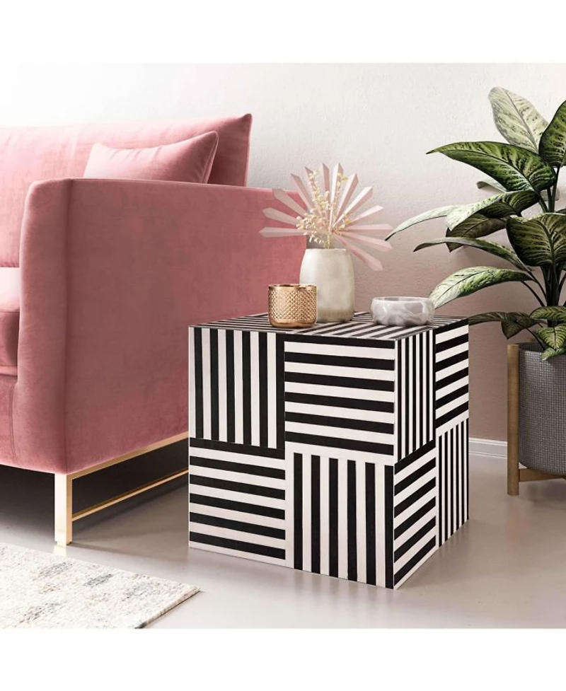 Cube Side Table in Black and White