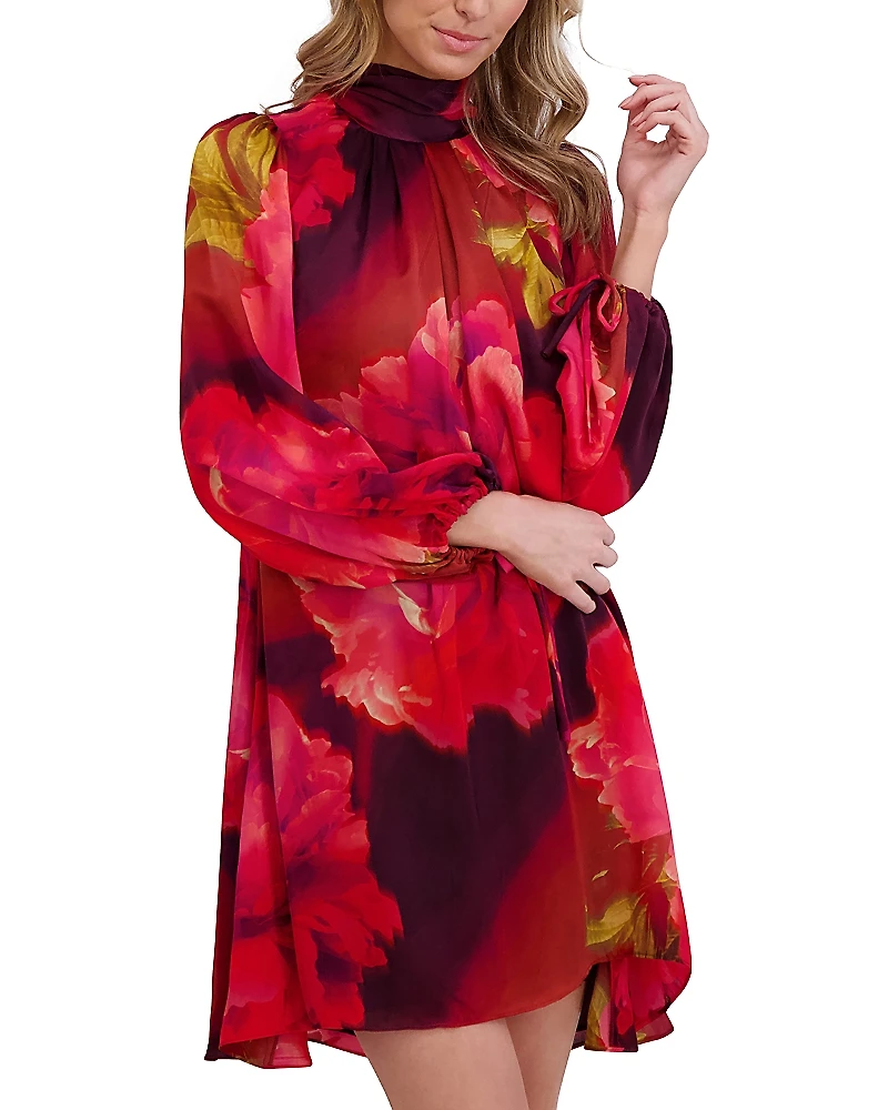 Ted Baker Long Sleeve Bow Neck Mini Dress