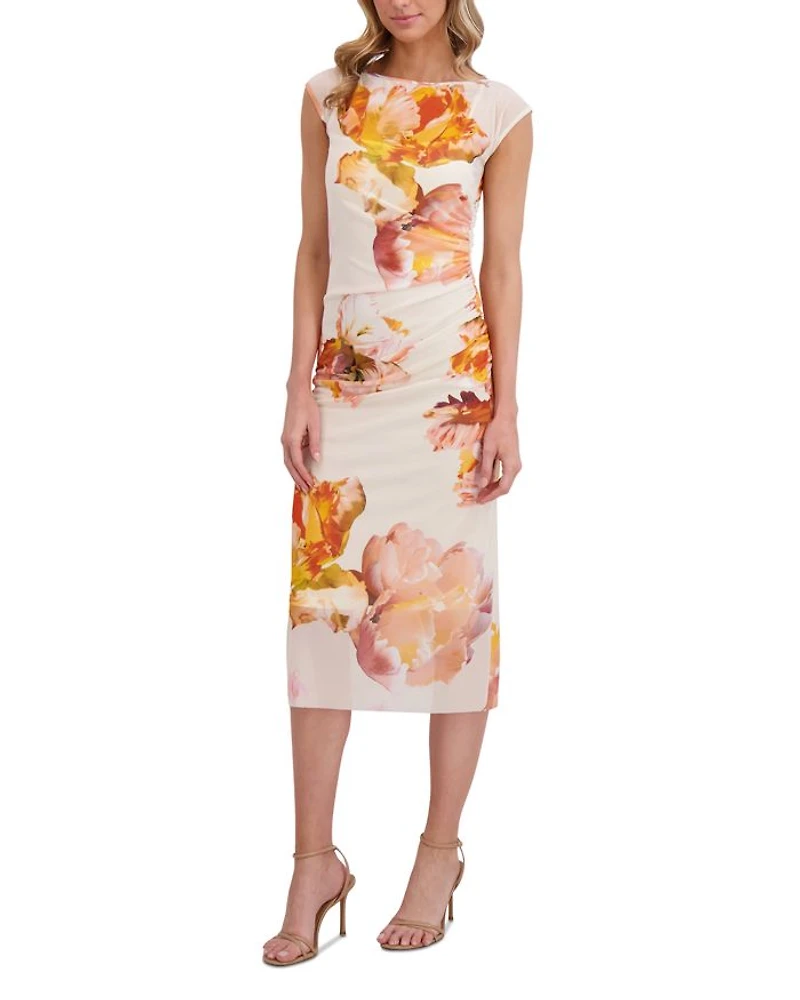 Short Sleeve Mesh Column Dress