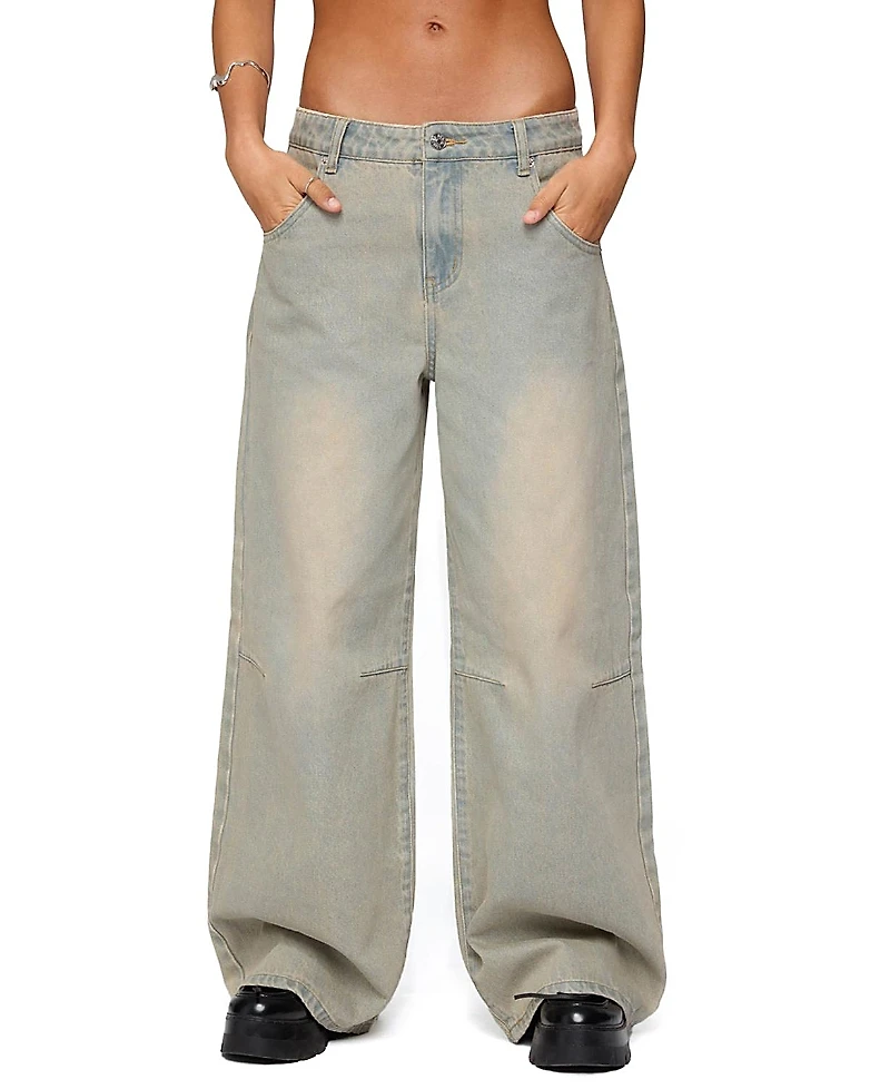Edikted Santi Low Rise Wide Leg Light Rinse Jeans