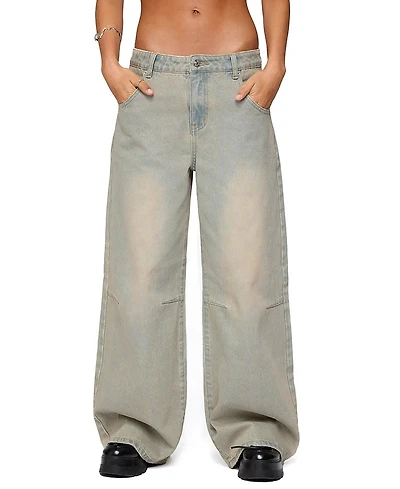 Edikted Santi Low Rise Wide Leg Light Rinse Jeans