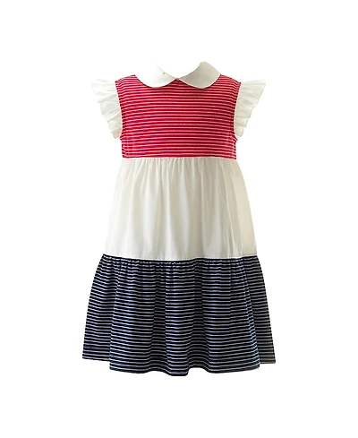 Rachel Riley Girls' Stripe Jersey Tiered Dress - Little Kid, Big Kid