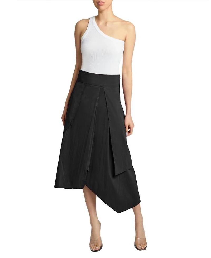 DEB Multi-Panel Asymmetric Midi Skirt Stretch Cotton Blend