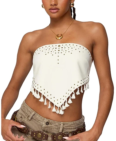 Edikted Stud & Tassel Handkerchief Top
