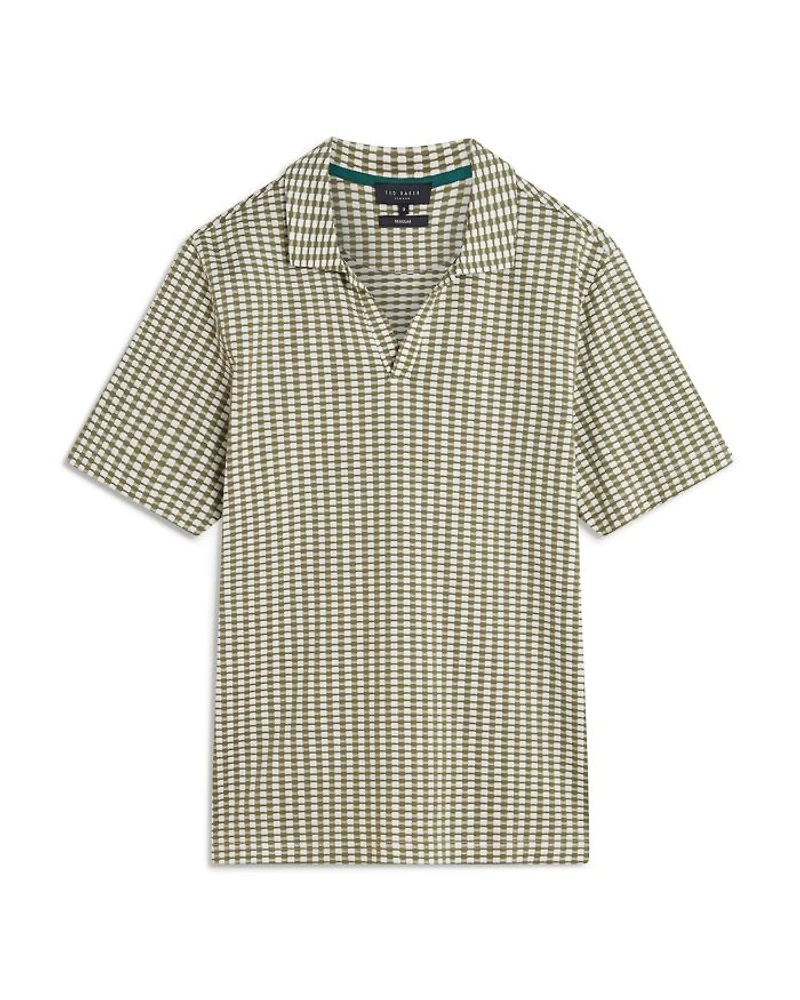 Matejo Mini Check Open Neck Polo Shirt