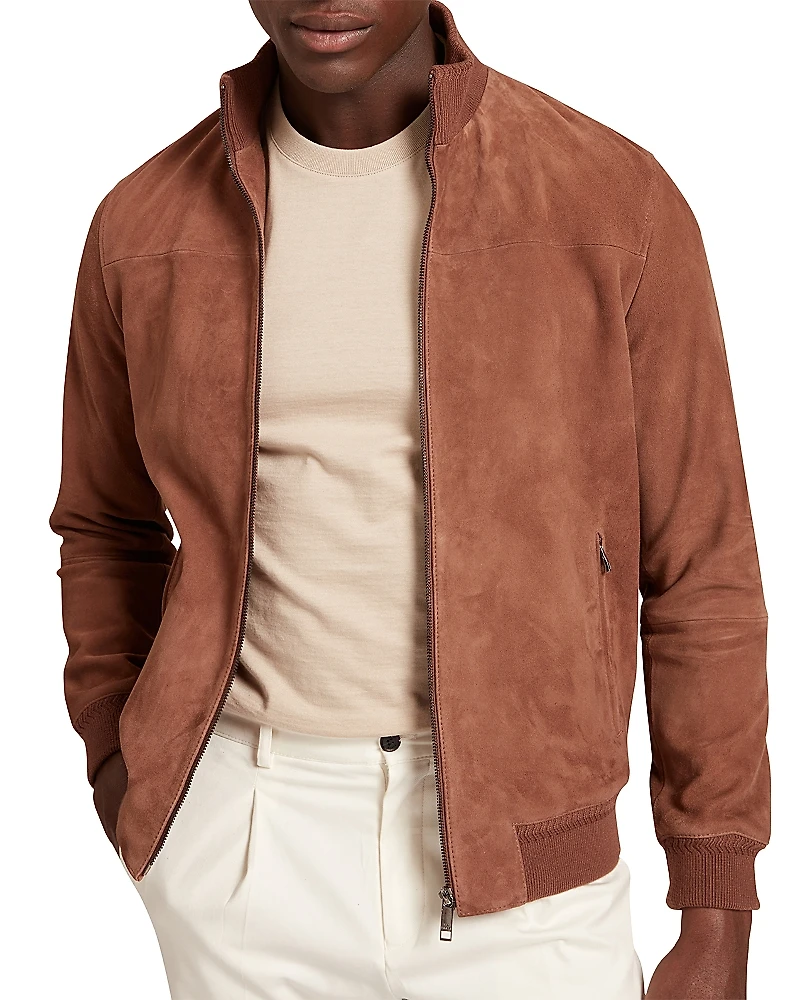Ted Baker Peveril Suede Funnel Neck Bomber Jacket