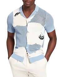 Ted Baker Gillspi Floral Graphic Pointelle Knit Shirt