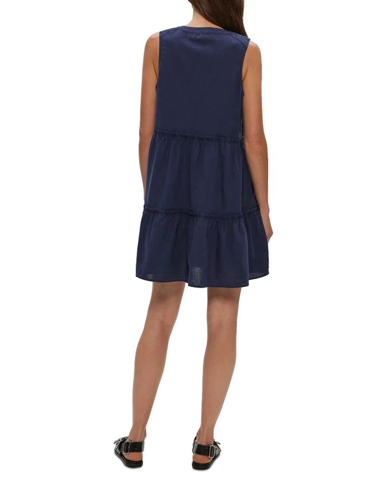 Sandra Split Neck Tiered Mini Dress