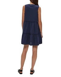 Sandra Split Neck Tiered Mini Dress