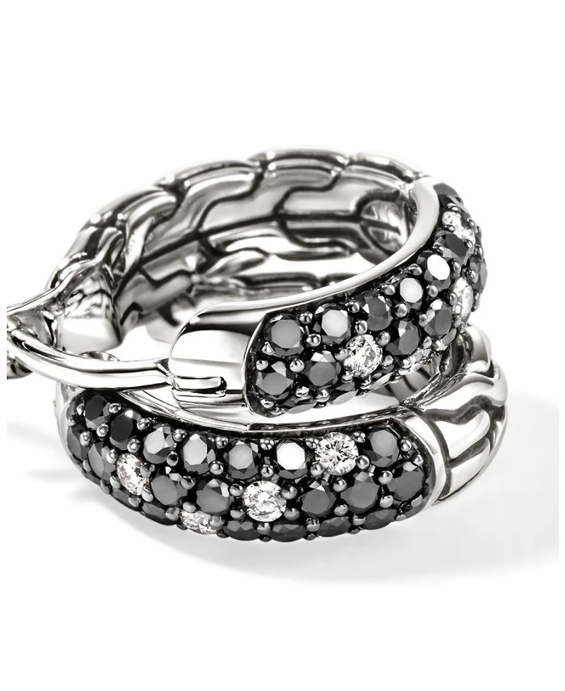 Sterling Silver JH Essentials Diamond Pavé Black Sand Small Hoop Earrings