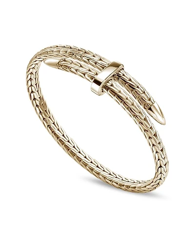 14K Yellow Gold Spear Flex Cuff Bypass Bracelet