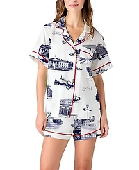 Katie Kime Washington Dc Toile Pajama Shorts Set