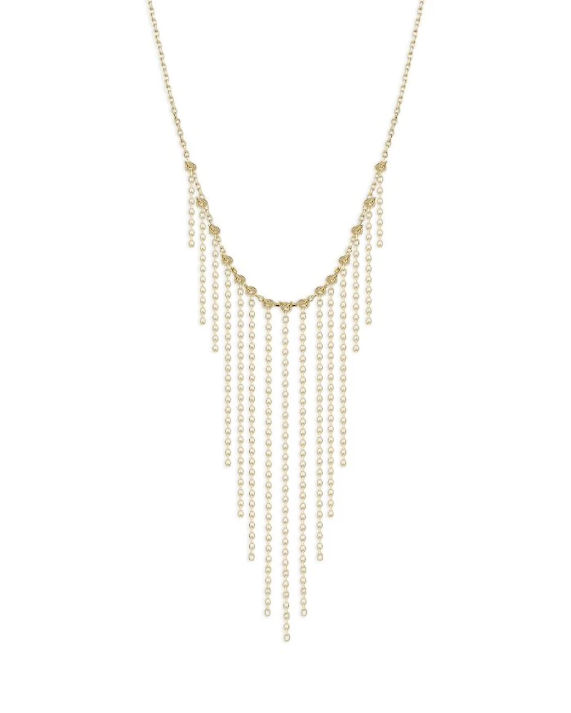 14K Yellow Gold Fringe Collar Necklace, 16"