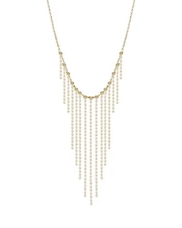 14K Yellow Gold Fringe Collar Necklace, 16"