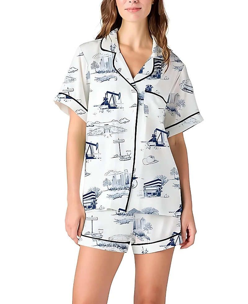 Katie Kime Houston Toile Pajama Shorts Set