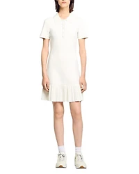 Polo Collar Pleated Mini Dress