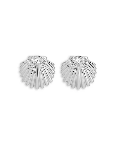 Santorini Cubic Zirconia Shell Statement Stud Earrings