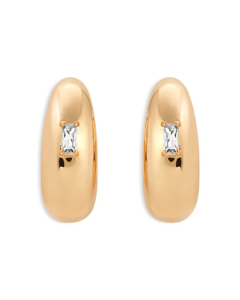 Baguette Cubic Zirconia Oval Dome Half Hoop Earrings