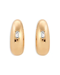 Baguette Cubic Zirconia Oval Dome Half Hoop Earrings