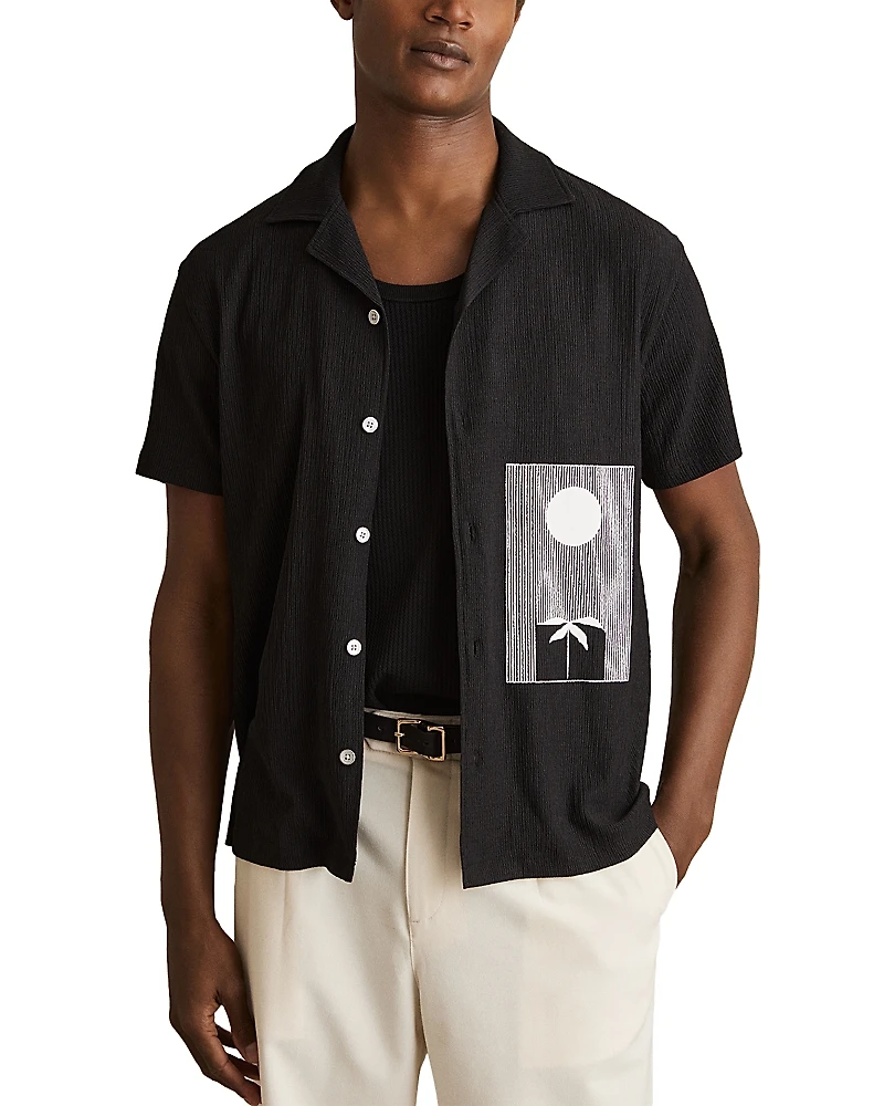 Reiss Textured Graphic Camp Shirt