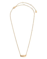 Baguette Crystal Oval Dome Simple Pendant Necklace, 20"