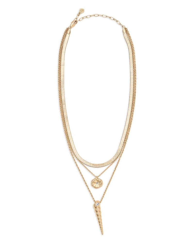 Saint Tropez Cubic Zirconia Shell Layered Pendant Necklace, 17"