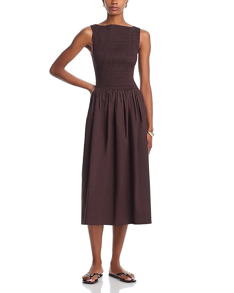 Wayf May Smocked Midi Dress