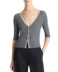 Vince Cashmere Silk Microstripe Cardigan