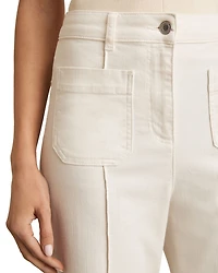 Sakura Flare Patch Pocket Jeans Ecru