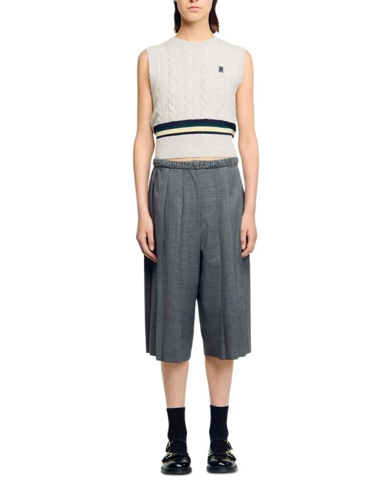 Pleated Long Shorts