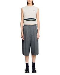 Pleated Long Shorts