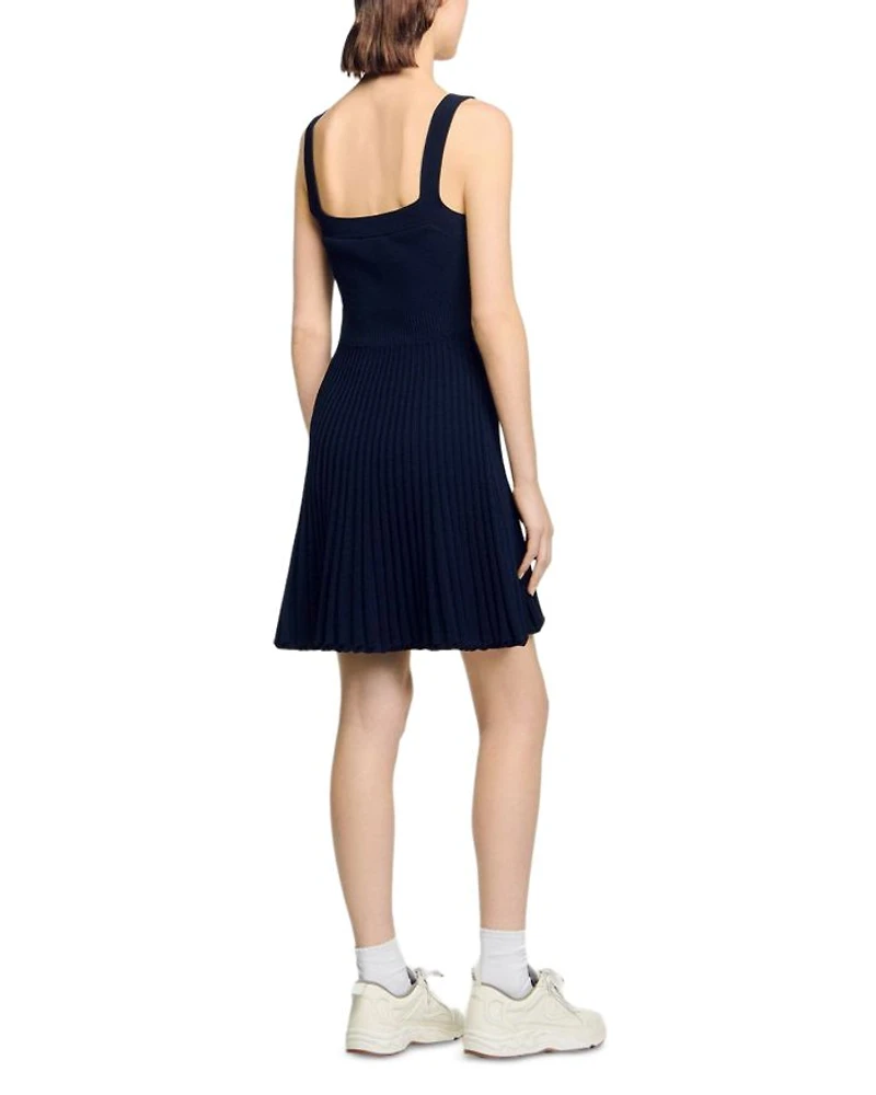 Sleeveless Pleated Knit Mini Dress