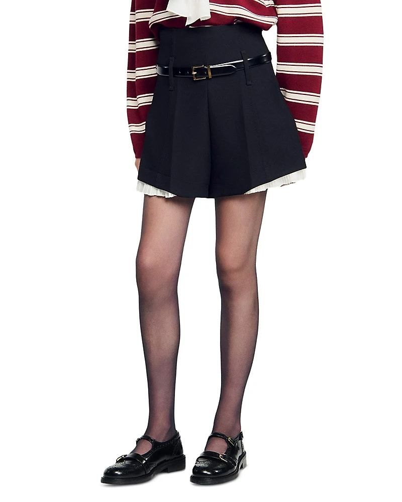 Sandro Tailored Ruffled Shorts