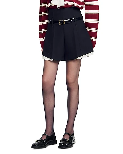 Sandro Tailored Ruffled Shorts