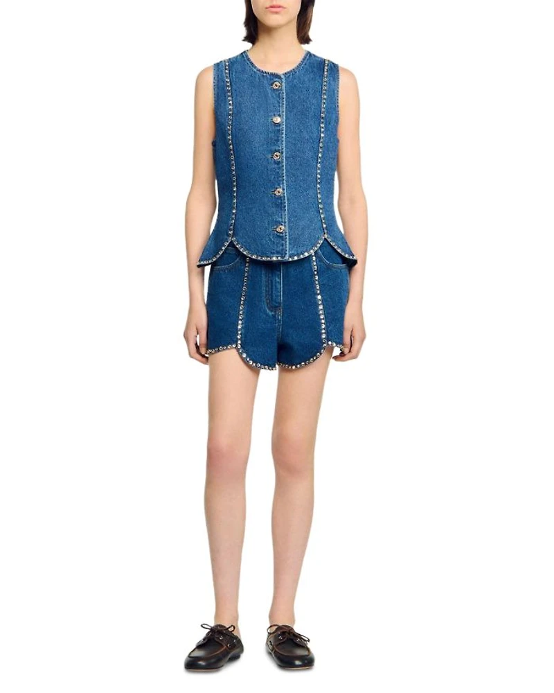 Rhinestone Denim Top