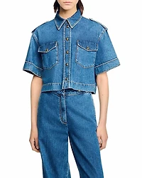 Sandro Cropped Denim Shirt