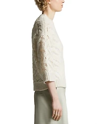 Textured Three Quarter Sleeve Sweater