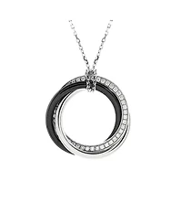 Pre-Owned Cartier Small Trinity Pendant Necklace 18K White Gold with Diamonds and Ceramic