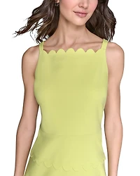 Scallop Trim Scuba Mini Dress