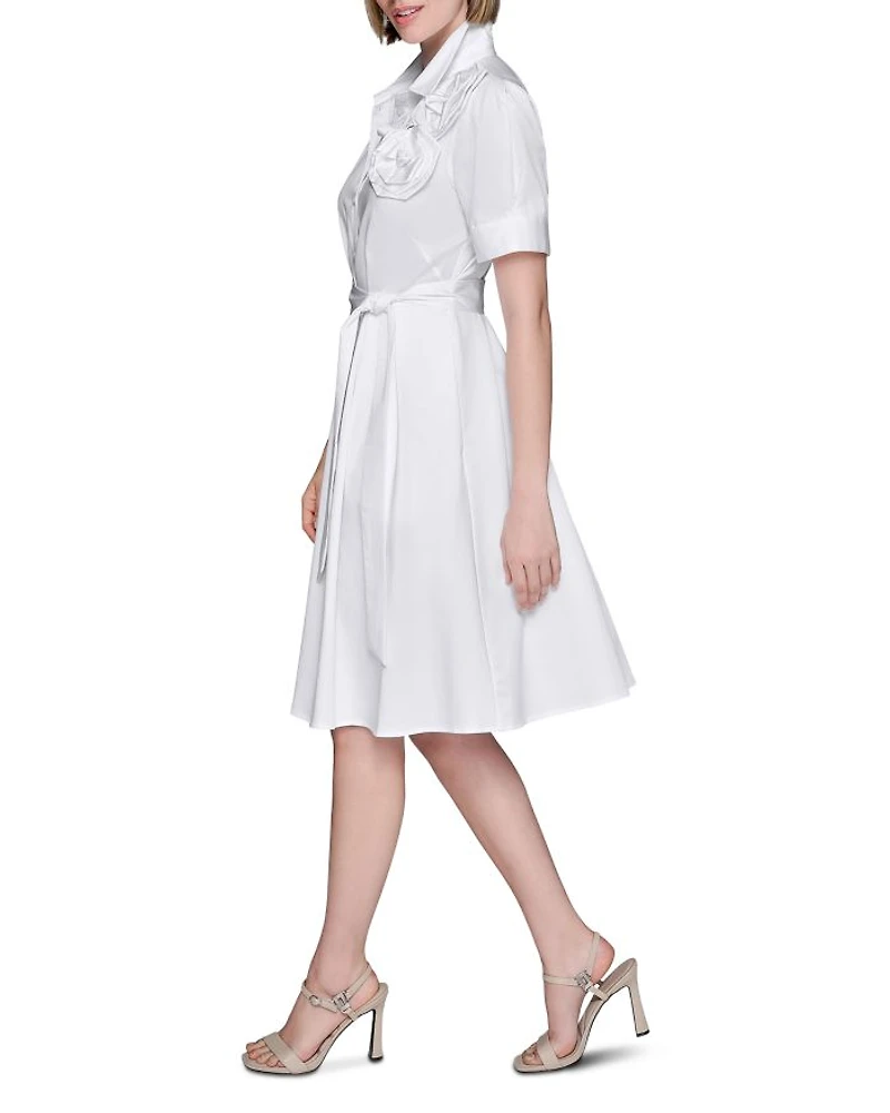 Flower Corsage Shirtdress