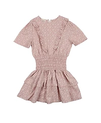 Maniere Girls' Textured Floral Short Sleeve Dress - Little Kid