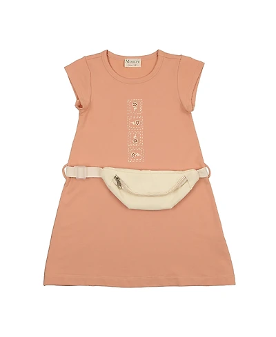 Maniere Girls' Boxy Belt Bag Short Sleeve Dress - Little Kid