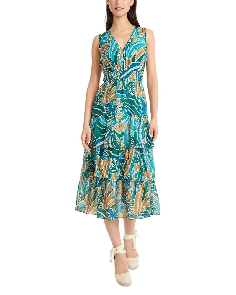 Printed Ruffled Midi Dress